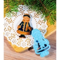 Форма для печенья &laquo;Снегурочка&raquo;, вырубка, штамп, 10,5&times;6 см, цвет голубой