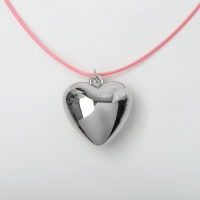 Кулон на шнурке &laquo;Сердце&raquo; объёмное, цвет серебро с розовым, 30+5 см