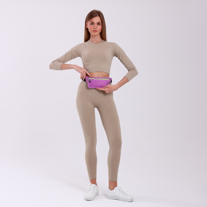 Поясная сумка на молнии, светоотражающие элементы, цвет сиреневый