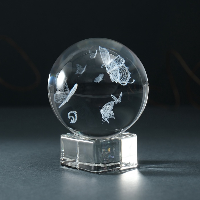 Сувенир стекло шар "Бабочки" d=6 см