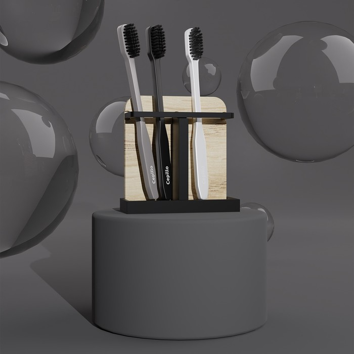 Набор аксессуаров для ванной комнаты &laquo;Агат&raquo;, 4 предмета (дозатор, мыльница, 2 стакана), цвет чёрный