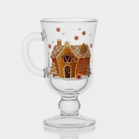 Кружка стеклянная для глинтвейна &laquo;Пряничный домик&raquo;, 200 мл