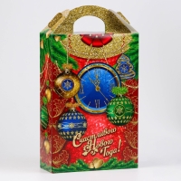 Новый год. Коробка подарочная новогодняя Ларец Часы 17,5 х 31 х 7 см.