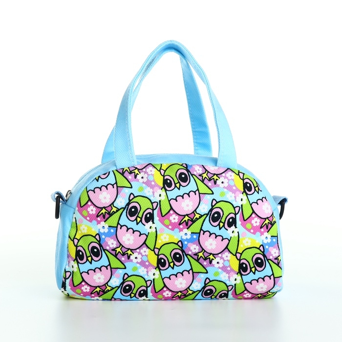 Сумка детская для девочки на молнии, регулируемый ремень, цвет голубой