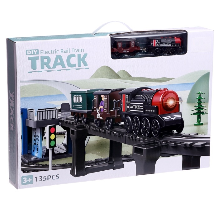 Железная дорога &laquo;Ретро&raquo;, работает от батареек, световые и звуковые эффекты, детская