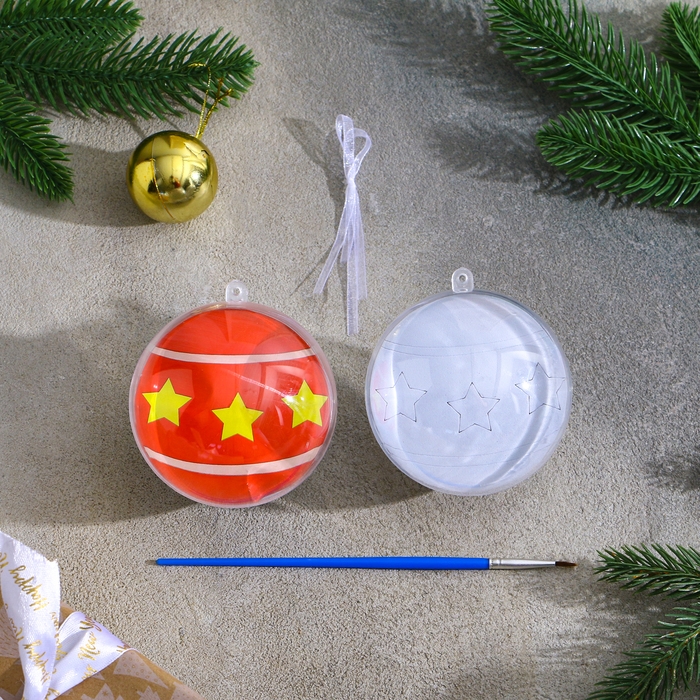 Ёлочное украшение под раскраску &laquo;Шар&raquo; размер: 8 см; 2 шт., кисть