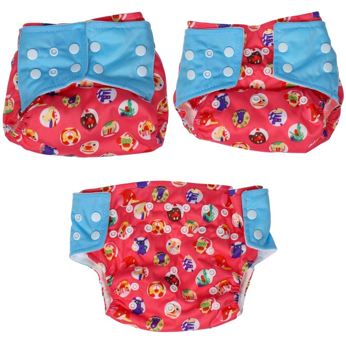 Многоразовый подгузник &laquo;Веселые зверята&raquo;, 3-15 кг, цвет красный, Крошка Я