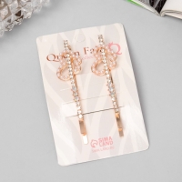 Невидимка для волос "Глория" (набор 2 шт) бабочка, 6 см, розовое золото