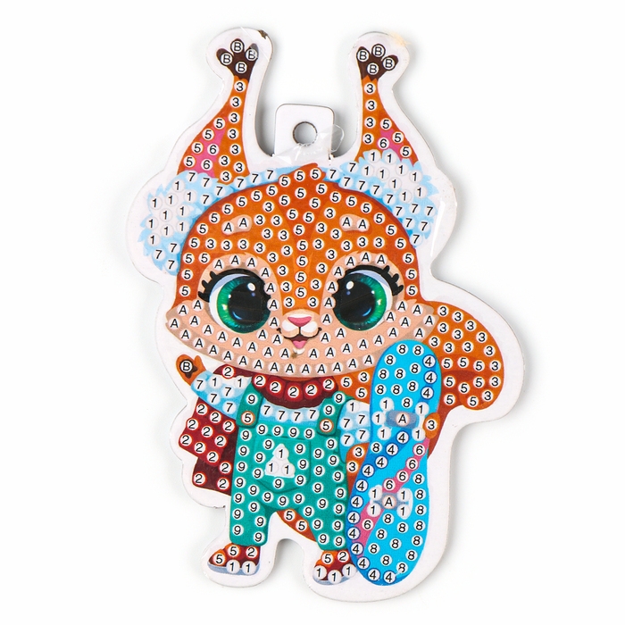 Алмазная мозаика на новый год на подвеске &laquo;Белочка&raquo;, 7 х 10 см, новогодний набор для творчества