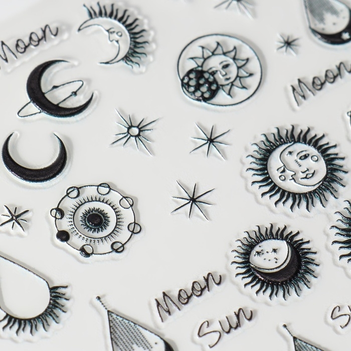 Наклейки для ногтей &laquo;MOON&raquo;, объёмные, цвет чёрный