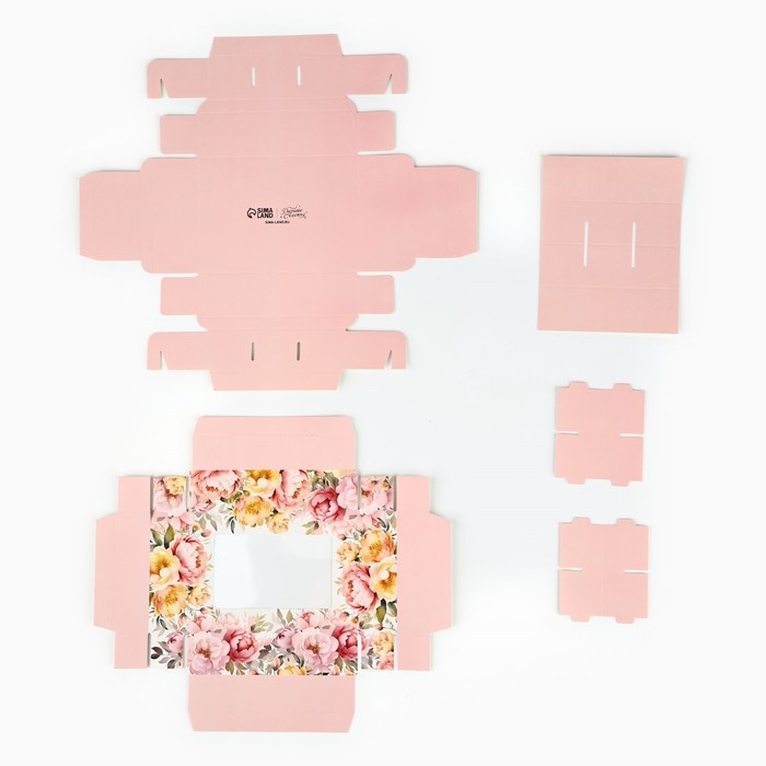 Коробка складная под 6 конфет &laquo;Цветы&raquo;, 13,5 х 9,8 х 3,8 см