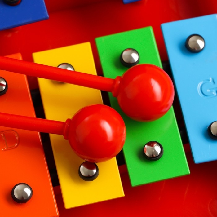 Музыкальный инструмент Металлофон Music Life, 25 тонов, футляр, 2 палочки, красный