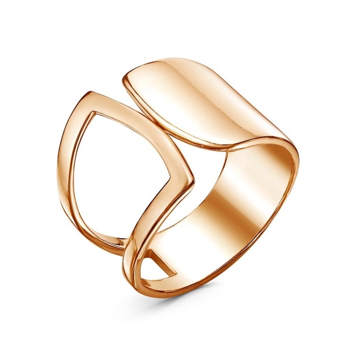 Кольцо &laquo;Минимал&raquo; асимметрия, розовое золочение, 18 размер