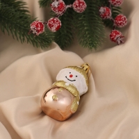 Украшение ёлочное "Улыбчивый снеговик" (набор 2 шт) 8х3,5 см, золото