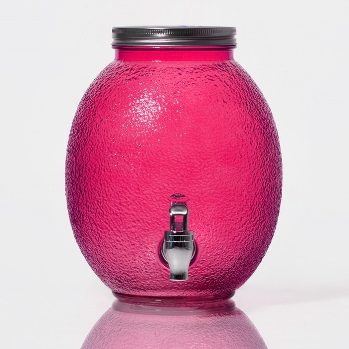 Диспенсер для напитков стеклянный &laquo;Фреш&raquo;, 4 л, 21&times;16&times;24 см, цвет розовый