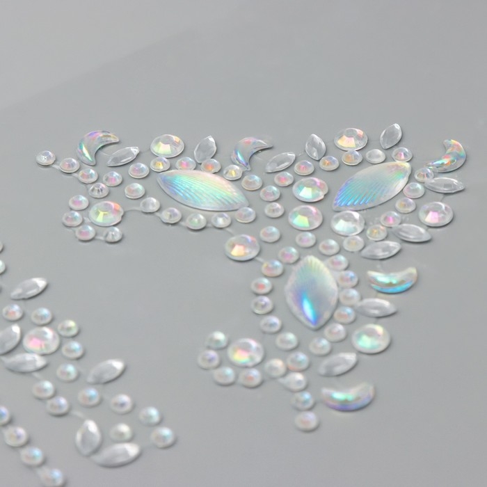 Наклейка пластик стразы "Узоры" МИКС 12х20,3 см