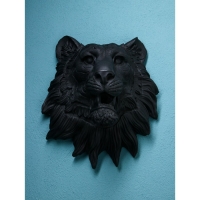 Настенная фигура &laquo;Голова льва&raquo;, полистоун, 50 см, цвет чёрный матовый