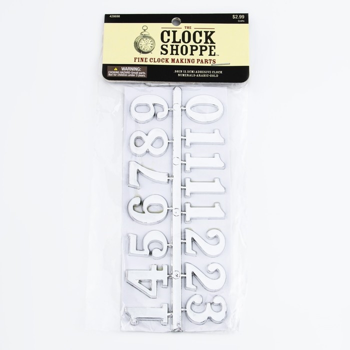 Цифры для часов 15 шт, h-2.5 см, серебро