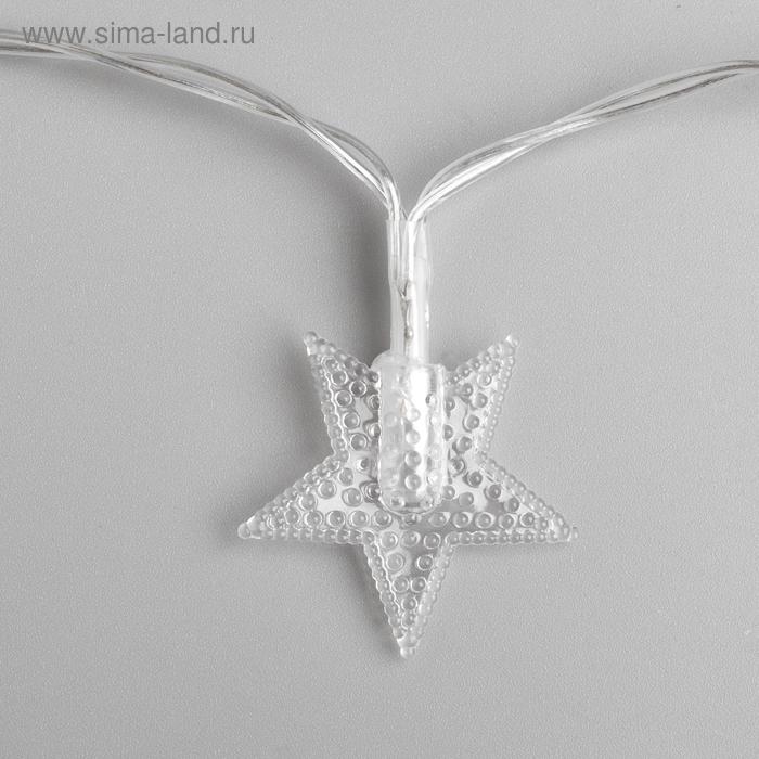 Гирлянда &laquo;Нить&raquo; 3 м с насадками &laquo;Звёзды&raquo;, IP20, прозрачная нить, 20 LED, батарейки AAх3 (нет в комплекте), свечение мульти