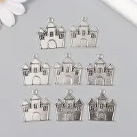 Металлический элемент, декоративная подвеска &laquo;Арт Узор. Замок&raquo;, серебро, 2.4&times;2.1 см