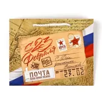 Пакет подарочный ламинированный &laquo;С 23 февраля&raquo;, S 12 х 15 х 5.5 см