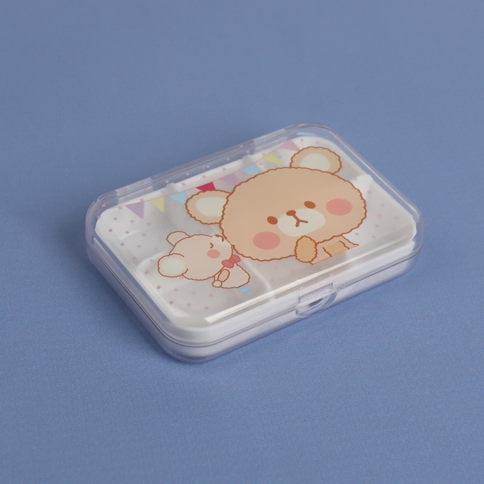 Таблетница &laquo;Милашки&raquo;, 6 секций, 9,2 см х 6,2 см х 2 см, цвет МИКС