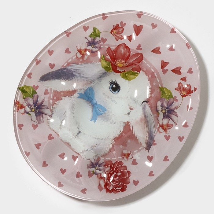 Подставка стеклянная для яиц Доляна &laquo;Цветочный зайка&raquo;, 10 ячеек, 24&times;20,6 см, цвет розовый