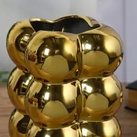 Ваза керамика настольная "Дайзи" шарики, h=20х11, d=7 см, золото