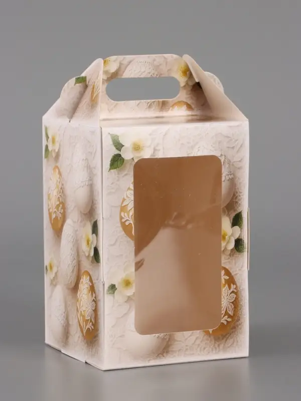 Пасхальная коробочка с окном и с ручкой 10 х 10 х 15 см