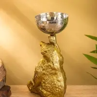 Сувенир с чашей "Медведь" 14,5х13х23 см, алюминий