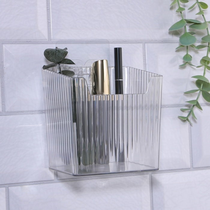 Органайзер для хранения &laquo; CRISTAL&raquo;, навесной, 1 секция, с клеевыми крючками, 11,5 &times; 8 &times; 11 см, цвет прозрачный