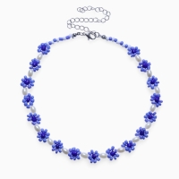 Колье &laquo;Бисер&raquo; незабудки, цвет сине-белый, 30 см