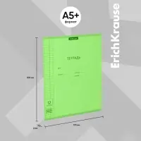 Тетрадь 12 листов, ErichKrause &laquo;Классика CoverPrо Neon&raquo;, в клетку, пластиковая обложка, блок офсет, 100% белизна, зеленая