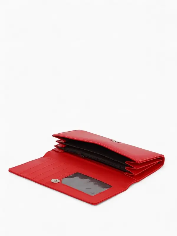 Кошелек жен 06-01-01 Июнь2523, 19*3*10см, 3 отд+отд/молн, д/карт, д/монет, на магните красн