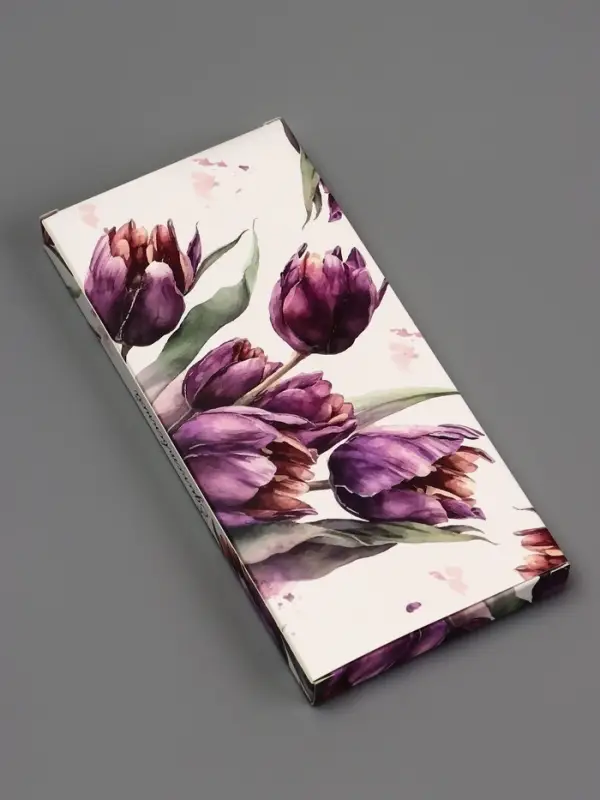 Подарочная коробка под плитку шоколада, с окном &laquo;Акварель тюльпаны&raquo;, 17&times;8&times;1.4 см