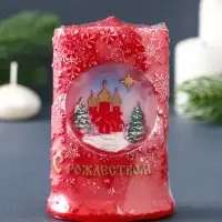 Свеча фигурная "Снежное Рождество" 7х4х10,5 см, цв. красный