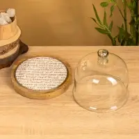 Блюдо сервировочное с крышкой, 20&times;20&times;19.5 см, дерево, стекло