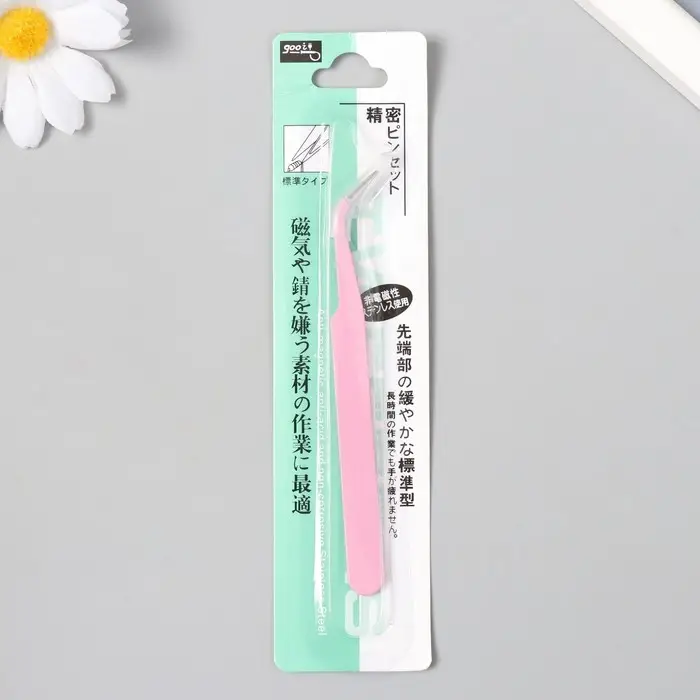 Пинцет для творчества прямой "Зефирно-розовый" изогнутый 12,1х1 см