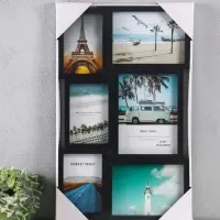 Фоторамка МДФ, стекло на 6 фото 10х15, 13х18, 15х20 см "Воспоминания" чёрная 51х31,5х2,2 см   109067