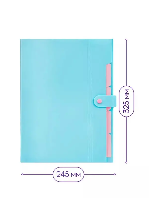 Папка А4, 5 отделений, Calligrata, 600 мкм, на кнопке, голубая, матовая