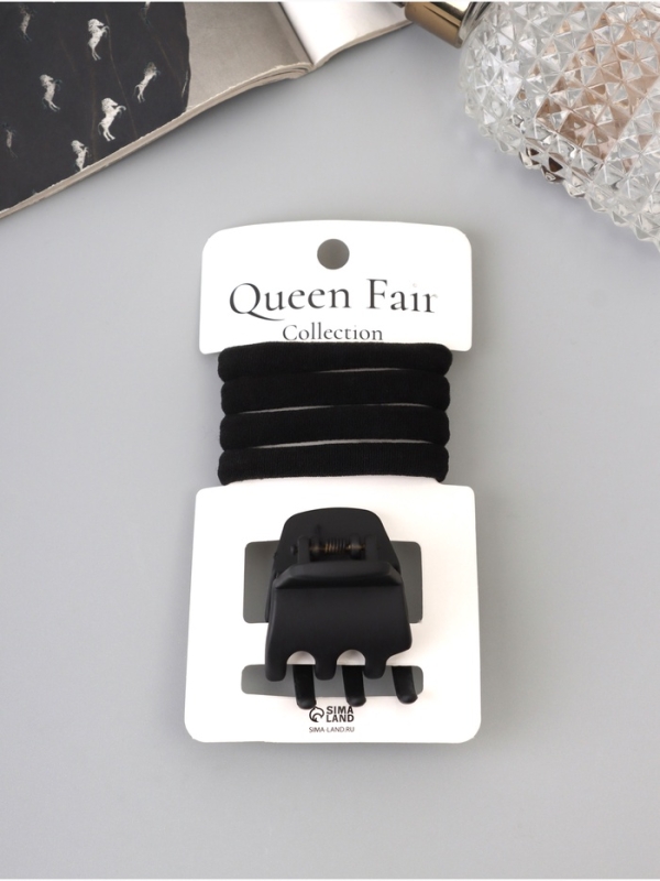 Набор для волос &laquo;Вивьен&raquo;, 4 резинки 5.5 см, краб 3 см, зубья, чёрный