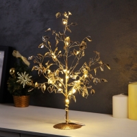 Светодиодный куст &laquo;Листья&raquo; 35 &times; 26 &times; 3 см, 10 LED, постоянное свечение, от батареек CR2032х2 (в комплекте), свечение тёплое белое