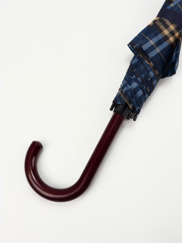 Зонт-трость п/авт R58/68 8сп П/Э В/У КЛЕТКА ручка-крюк синий пакет