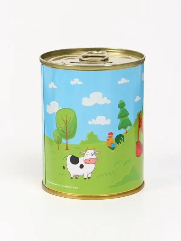 Копилка металлическая, 9.5 см&times;7.5 см&times;7.5 см, Синий трактор