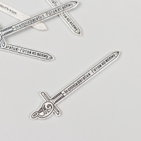 Декор металл для творчества "Меч - In omnia paratus - Готов ко всему" набор 5 шт 6,3х1,7 см   108835