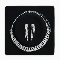 Набор 2 предмета: серьги, колье со стразами &laquo;Лёд. Круги&raquo;, d=13.5 см, белый в серебре