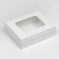 Коробка подарочная складная, упаковка, крышка - дно, с окном, белая, 16.5&times;12.5&times;5.2 см