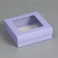 Коробка складная, крышка-дно,с окном, сиреневая, 15 х 15 х 5 см