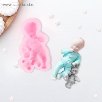 Молд &laquo;Мальчик и зайчик&raquo;, силикон, 9,1&times;5,4&times;2,1 см, цвет розовый