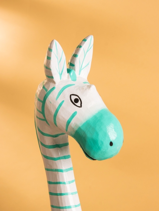 Сувенир &laquo;Зебра&raquo;, 13&times;7&times;52 см, дерево, бело-бирюзовый